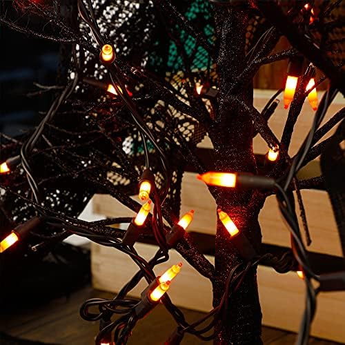 Halloween Lights, 29ft 150 Count Black Wire Incandescent Christmas Mini Lights, 120 V High-Voltage UL Certified Clear Light String Connectable, for Indoor Outdoor Patio Tree Party Home Decor, Orange - Image 5