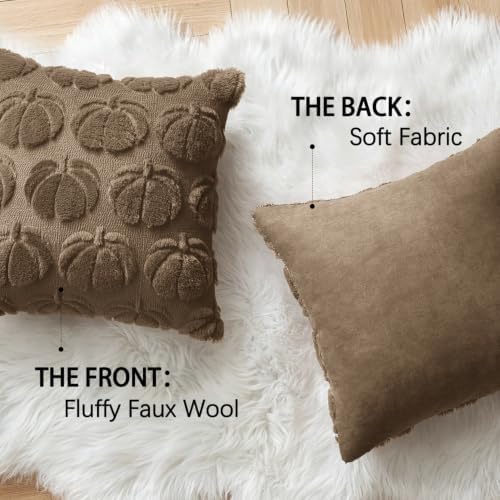 MIULEE Fall Pillow Covers Pumpkin Fall Decor 20x20 Coco Brown - Image 6