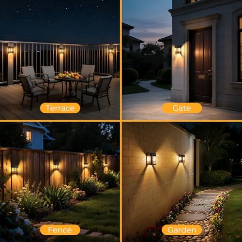 btfarm 6 Pack Solar Wall Lights Outdoor,3 Modes Motion Sensor Lights Dusk to Dawn, IP65 Waterproof Porch Light Solar Powered, 1200mAh Wireless Wall Mount Sconces for Outside Patio, Garage, Yard - Image 7