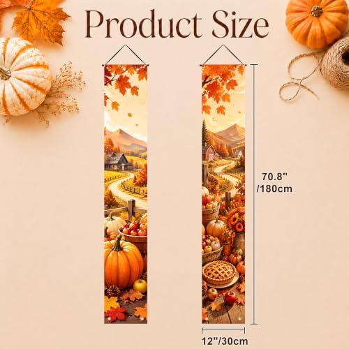 IVN Autumn Farm Porch Banner Pumpkin Pie Harvest Decor 2 Pcs - Image 5