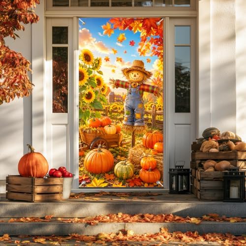 BlissYard Thanksgiving Scarecrow Door Cover 35 x 71 Inch - Image 5