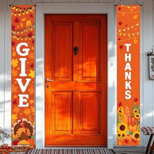 BlissYard Give Thanks Door Banner 12 x 71 Inch Thanksgiving - Image 2