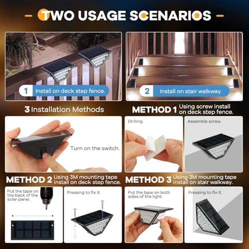BKBB PPBB Solar Step Lights for Outside, Solar Stair Lights Outdoor Waterproof, Deck Step Lights for Fence, Patio, Yard, Porch, Front Door, Sidewalk, Garden, Patio Decor (8, Cool White) - Image 3