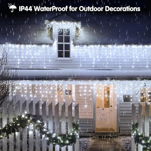 320LED Solar Christmas Lights Outdoor Waterproof Christmas Decorations Lights 29.5ft 60 Drops,8 Modes Solar Powered Rechargeable Fairy Lights for Party, Holiday,Wedding Decorations (Cool White) - Image 6