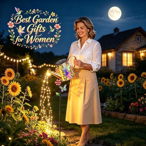 Solar Lights Outdoor Decorative, Watering Can with Cascading Lights - Image 2