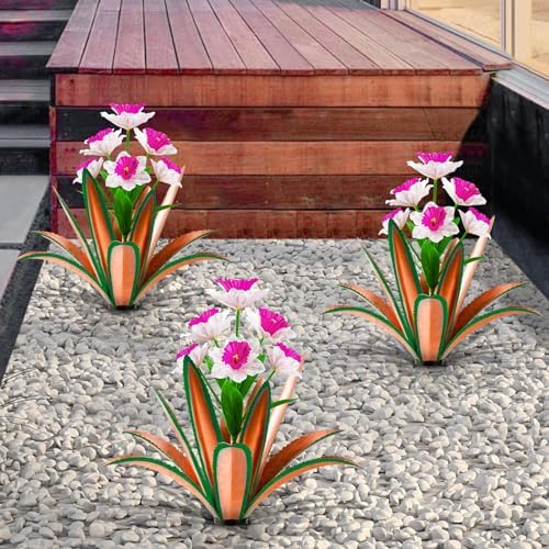 TOMBABY Huge Metal Agave Plants Outdoor Decoration Outdoor Garden Decorated with Flowers Mexican Yard Art Plant Garden Gift (red 1 Pack) - Image 3