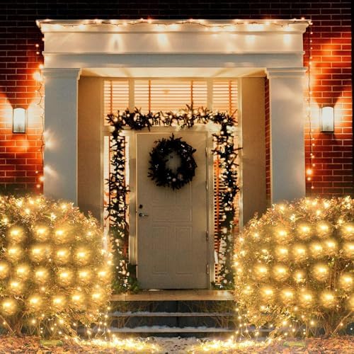 Pooqla Warm White Net Lights, 21x 5ft Christmas Lights Outdoor Clear Wire - Image 3