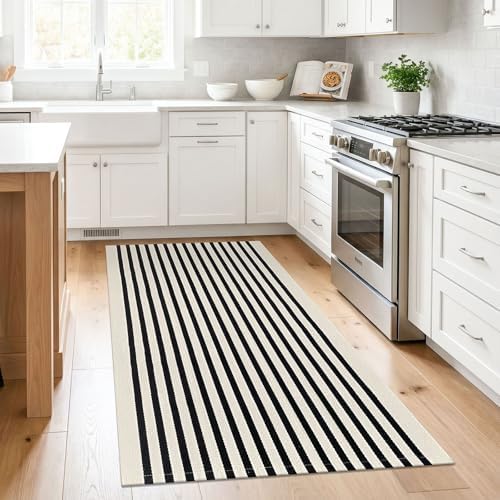 KILOCOCO Beige Striped Rug 3x5 ft Indoor Washable Rugs Front Door Rugs - Image 6