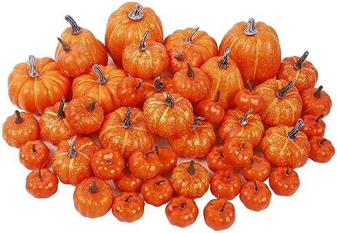 winemana 46 Pcs Artificial Pumpkins Fall Decorations, Orange by winemana