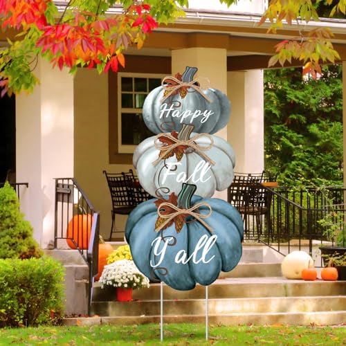 Geetery 3 Pcs Thanksgiving Fall Pumpkin Yard Stakes Decoration 31 Inch by Geetery