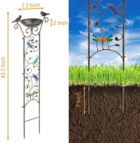 SUNNYPARK 43.5 Inch Metal Bird Bath Bowl with Garden Trellis Outdoor - Image 4
