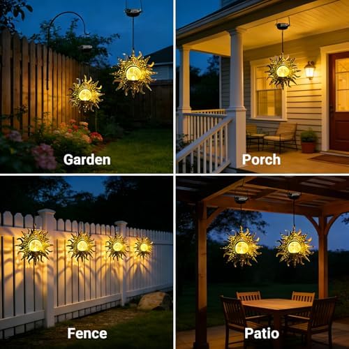 Solar Sun Lanterns Outdoor Waterproof, Hanging Lights Yard Decor Mom Gifts - Image 5