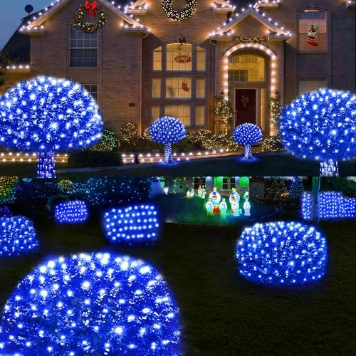 WBao Christmas Lights, 200LED 8.4ft x 5.2ft Net Lights Outdoor Mesh Light with 8 Modes, Timer, UL Certified, End to End Connectable, Waterproof for Lawn, Bushes Outdoor Christmas Decorations, Blue - Image 5