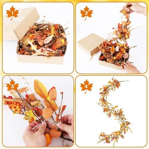 6.5ft Fall Garland for Decoration, Artificial Bittersweet Maple Leaf Hanging Vine for Outdoor, Fireplace Mantle Thanksgiving Decor - Image 5