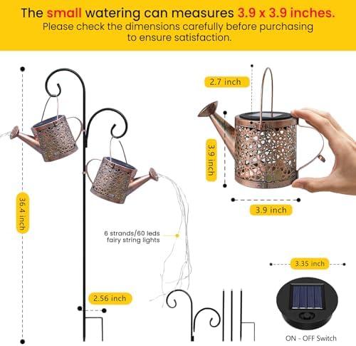 Solar Lights Outdoor Decorative, 2 Pack Solar Watering Can Lights - Image 3
