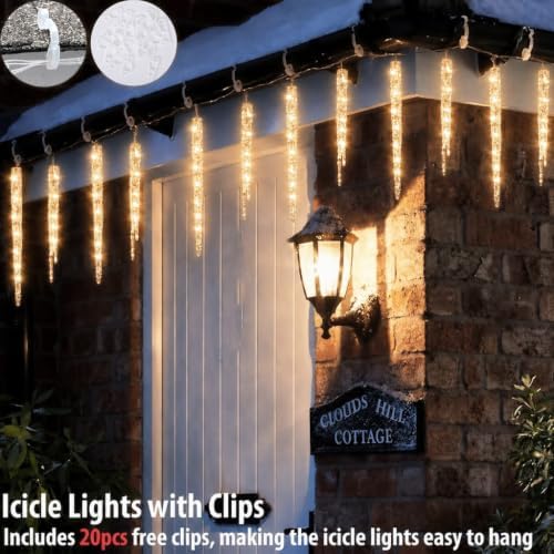 TWINKVILLA Christmas Lights - 20 Large Icicle Tubes, 29FT 8 Modes with Timer, 130 LED Waterproof Icicle Lights for Tree, Patio, Roof, Eave Decor (Warm White) - Image 6