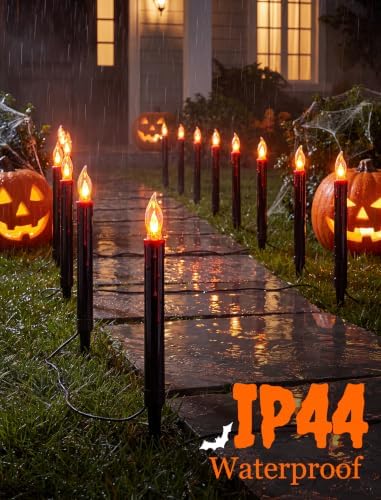 19.5Ft Halloween Candle Pathway Lights, 10-Light Black Blood Drip Stakes - Image 3