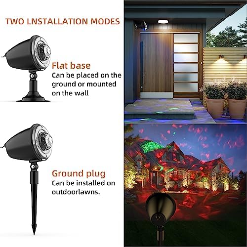 Christmas Laser Projector Lights - Waterproof Holiday Projector Outdoor with 10 Color, Aurora & Ocean Wave Pattern, Outside Landscapes Spotlights for House,Garden,Yard Halloween Christmas Decoration - Image 4