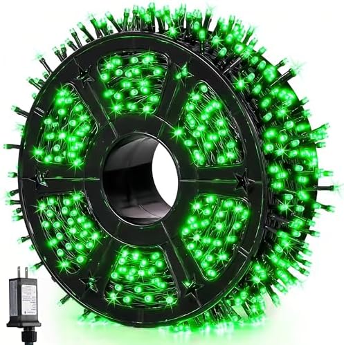 JMEXSUSS 1000 LED Green Christmas Lights Plug in, 328ft Halloween Lights by JMEXSUSS