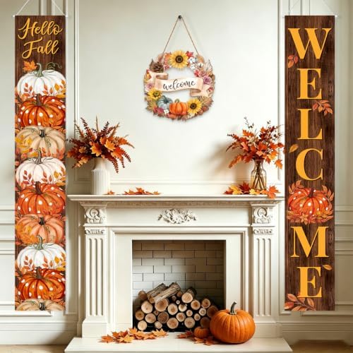 Fall Welcome Banner Porch Sign Hello Fall Banner Front Door Outdoor Decor - Image 5