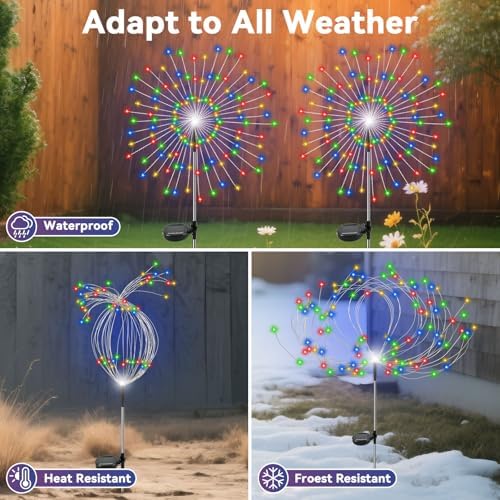 Solar Garden Lights Outdoor, Solar Firework Fairy Lights Garden Decor - Image 3