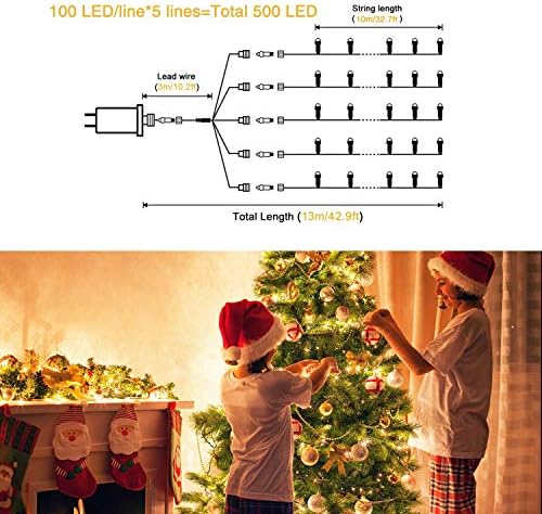 JMEXSUSS 500 LED Warm White Christmas Tree Lights Plug in - Image 2