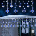 Christmas Snowflake Lights Outdoor, 17.22ft 264 LED Snowflake Icicle Lights with 22 Drops, 8 Modes connectable Christmas Light Waterproof for Eaves, Garden, Indoor & Outdoor Xmas Decor (White & Blue) by Jnaurb