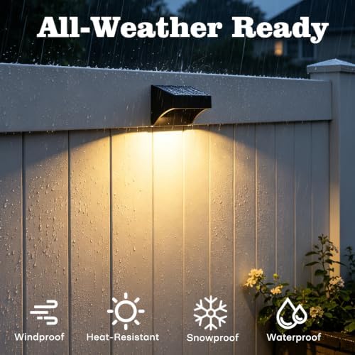 ZCXLIGHT Solar Fence Lights Outdoor, 10 Color Fence Solar Lights Outdoor with Remote Control Long Lasting, Ultra Bright IP65 Waterproof LED Solar Wall Lights for Fence Deck Step (8) - Image 5