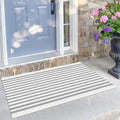 KILOCOCO Striped Rug 2.3'x3.6' Indoor Washable Front Door Mat, Grey White by Kilococo