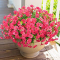 HyeFlora Artificial Flowers for Outdoors Fake Plants Outside Decoration, 12 Bundles Silk Hot Pink Morning Glory UV Resistant Look Real Faux Flowers for Planter Front Door Porch Patio Yard Gardens Home by HyeFloraartificialflowers