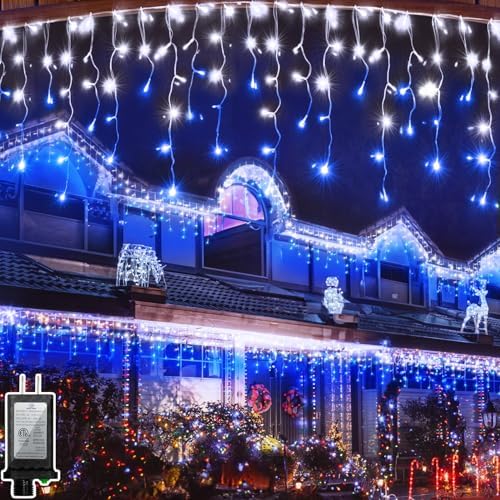 132FT 1332 LED Outdoor Christmas Lights - 296 Ice Drops, 12 Pro Modes by WUXYIYANG