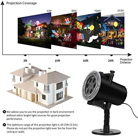 Halloween Christmas Projector Lights, Led Holiday Projector Light with 16pc Slides Patterns IP65 Waterproof Outdoor Indoor for Xmas Birthday Party - Image 6