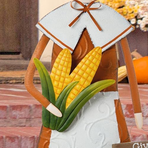 Glitzhome Thanksgiving Yard Stakes Metal Pilgrim Girl Yard Signs Hanging Wall Decors for Thanksgiving Fall Harvest Outdoor Decorations, 36" H - Image 6