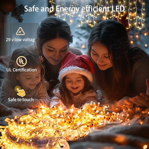 Icicle Lights Christmas Decorations, 60+16Ft 600 LED Icicle Lights for Outside with Connectable Timer Memory Dimmable Plug in Twinkle Fairy Lights for Indoor House Roof Holiday Wedding Party - Image 6