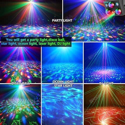 Party Lights,Disco DJ Strobe Light Rave Stage Projector Effect Dance Club Light Sound Activated with Remote Control for Parties Home Show KTV Pub Dance Christmas - Image 3