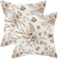 CXMEIFLY Spring Floral Leaves Pillow Covers 16 x 16 Inch Set of 2 for Chinoiserie Flowers Decor Throw Pillows Brown and White Seasonal Plant Outdoor Decorative Cushion Cases for Couch Bed Decorations by CXMEIFLY