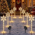 Solar Christmas Pathway Lights Outdoor, 8 Pack White Snowflake Garden Stake Lights – Waterproof Solar Powered Decorations for Patio, Yard, Lawn & Porch （Warm White） by SPRKLINLIN