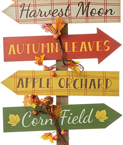 Glitzhome 42.5”H Fall Wooden Pumpkin Patch Porch Decor, Rustic Fall Harvest Welcome to Our Patch Yard Sign, Farmhouse Directional Porch Sign Standing Decor for Fall Harvest Autumn Thanksgiving - Image 7