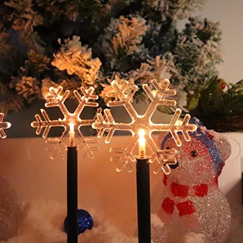 5 Pack Christmas Snowflake Pathway Lights Battery Operated with Timer 6.3 Ft Total Outdoor Waterproof Landscape Lights Christmas Decorations for Pathway Garden Walkway Yard Lawn Patio (Warm White) - Image 2