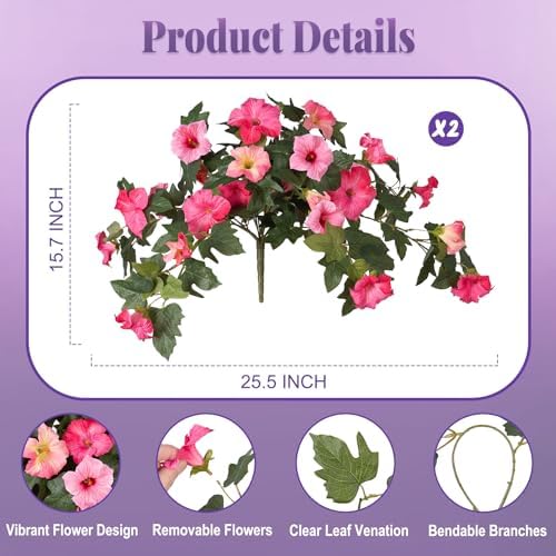 Ammyoo Artificial Fake Petunia Flowers for Outdoor Decoration - Image 2