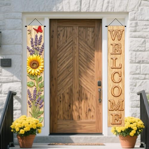 Nuxovilar Sunflower Lavender welcome Banners 12x70 Inches Polyester - Image 6