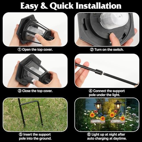 Lewondr 2 Pack Solar Garden Lights Butterfly with Welcome Sign - Image 6