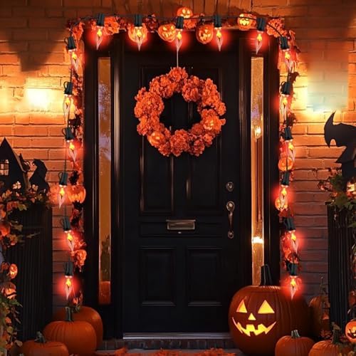 PASUTO Halloween Lights Indoor Flickering Flame String Lights with 10 Pack Clear C7 Flame Light Bulbs, 12.8Ft Flame String Lights for Fall Decor Halloween Decorations Outdoor Home Party Lights - Image 5