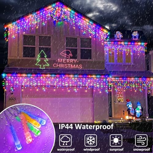 66FT 640 LED Icicle Lights for Outside, Multicolor Christmas Lights Outdoor - Image 5