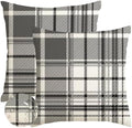 RABUSOFA Pillow Covers 20x20 Inch Indoor Outdoor Waterproof Set of 2 Buffalo Plaid Striped Holiday Decorative Cushion Cases for Home Patio Decor Decorations Couch Gray by RABUSOFA