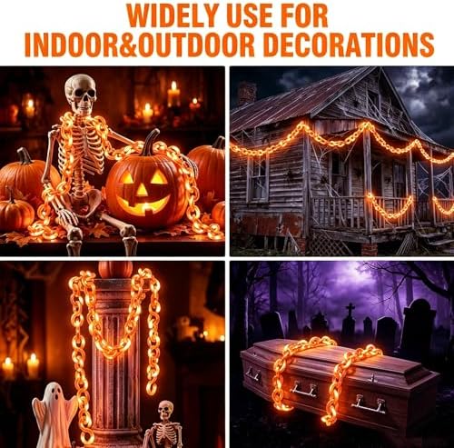 10 ft Halloween Chain Lights, Orange Halloween Lights - Image 6