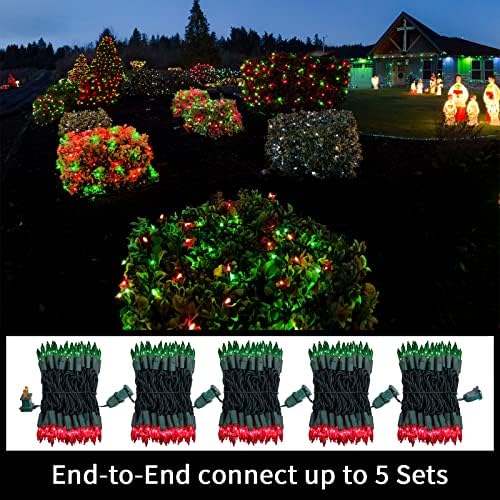 LAMPHOME Super-Bright Extendable Christmas Lights Decoration 100 Lights 19.6ft UL Certified Mini Bulb String Lights for Outdoor Christmas Tree Garden Party Patio Garland Decor (Red+Green) - Image 5