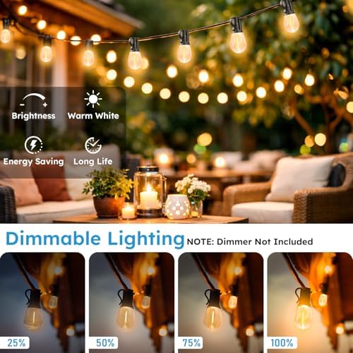 GvvooHome LED Outdoor String Lights, 300FT Waterproof Patio Lights with 92 Shatterproof S11 Plastic Bulbs, 2700K Warm White Edison Hanging Lights for Backyard, Garden, Porch, Bistro - Image 2