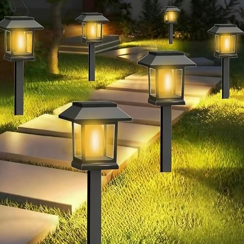 Solar Pathway Lights, 4Pack Upgraded Brighter Solar Garden Lights Garden Decor, Up to 10 Hours Outdoor Solar Lights for Yard Landscape Lighting Path Walkway Driveway Sidewalk，3000K by KoboIn