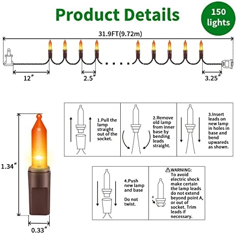 LAMPHOME Orange Thanksgiving Mini Lights, 31.9FT 150-Count Autumn Fall String Lights,Connectable 120V Plug in for Outdoor Indoor Garden Party Halloween Christmas Xmas Tree Lights Yellow Decor - Image 6